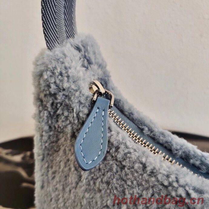 Prada Shearling tote mini-bag 1NE515 light blue