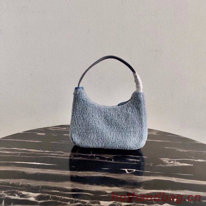 Prada Shearling tote mini-bag 1NE515 light blue