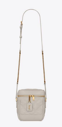 SAINT LAURENT 80S VANITY BAG IN CARRE-QUILTED GRAIN DE POUDRE EMBOSSED LEATHER 649779 white