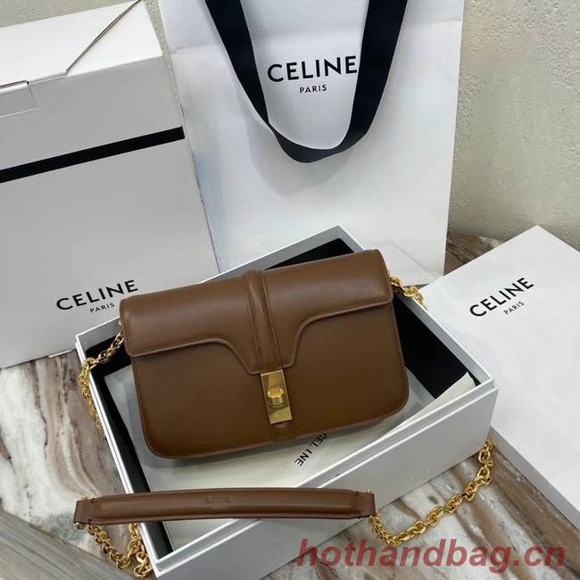 Celine TRIOMPHE SHOULDER BAG IN SHINY CALFSKIN 194023 brown