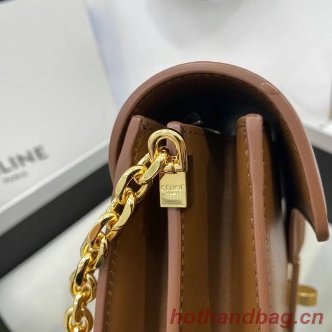 Celine TRIOMPHE SHOULDER BAG IN SHINY CALFSKIN 194023 brown