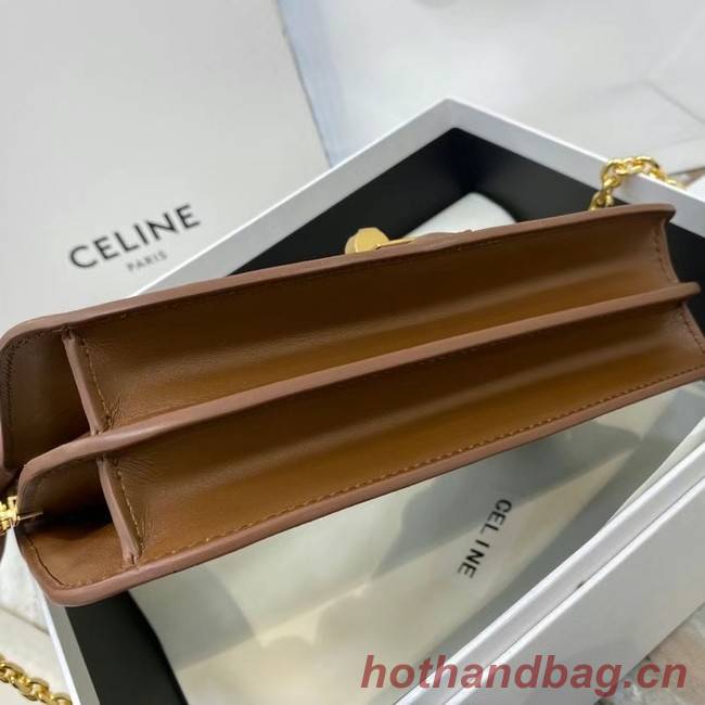 Celine TRIOMPHE SHOULDER BAG IN SHINY CALFSKIN 194023 brown