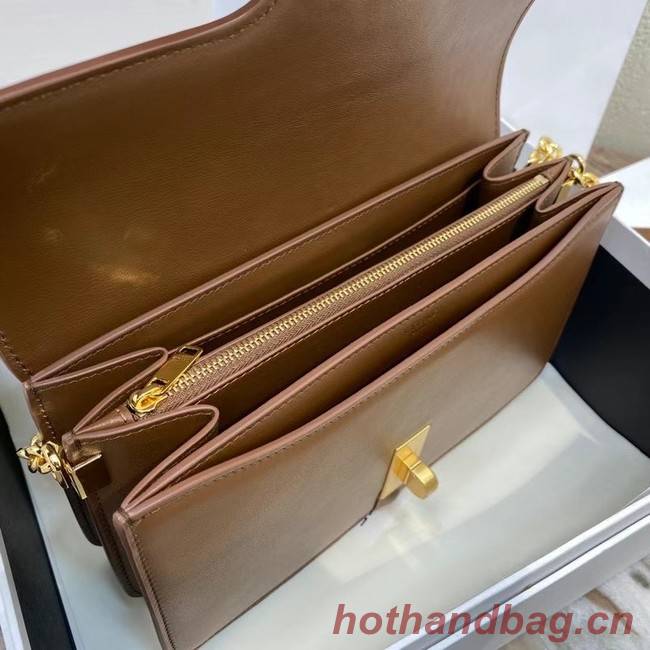 Celine TRIOMPHE SHOULDER BAG IN SHINY CALFSKIN 194023 brown