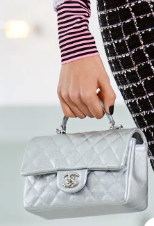 CHANEL mini flap bag with top handle AS2431 Silver