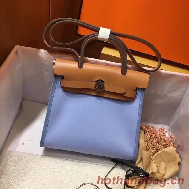 Hermes mini Herbag Original Canvas Leather & Calfskin 45987 blue&brown