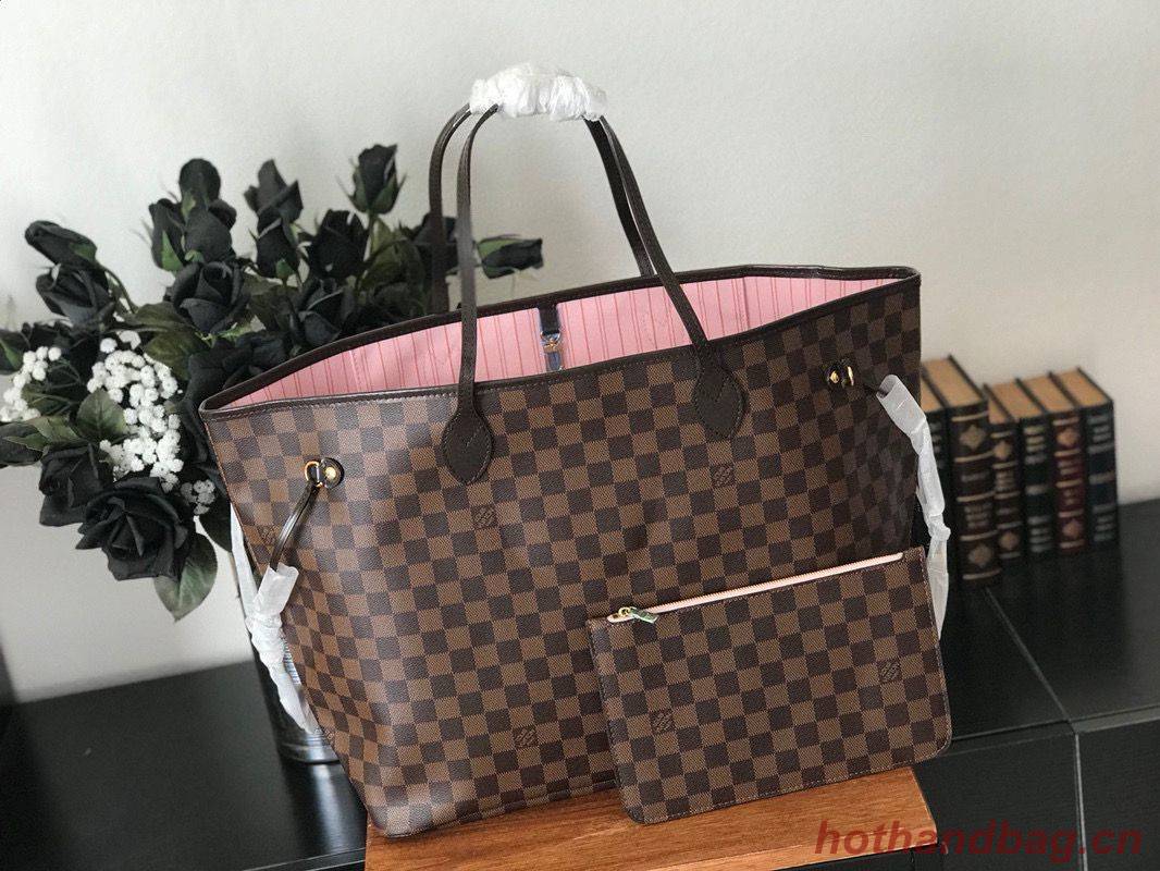 Louis Vuitton original Damier Ebene Canvas Neverfull GM N51106 Red