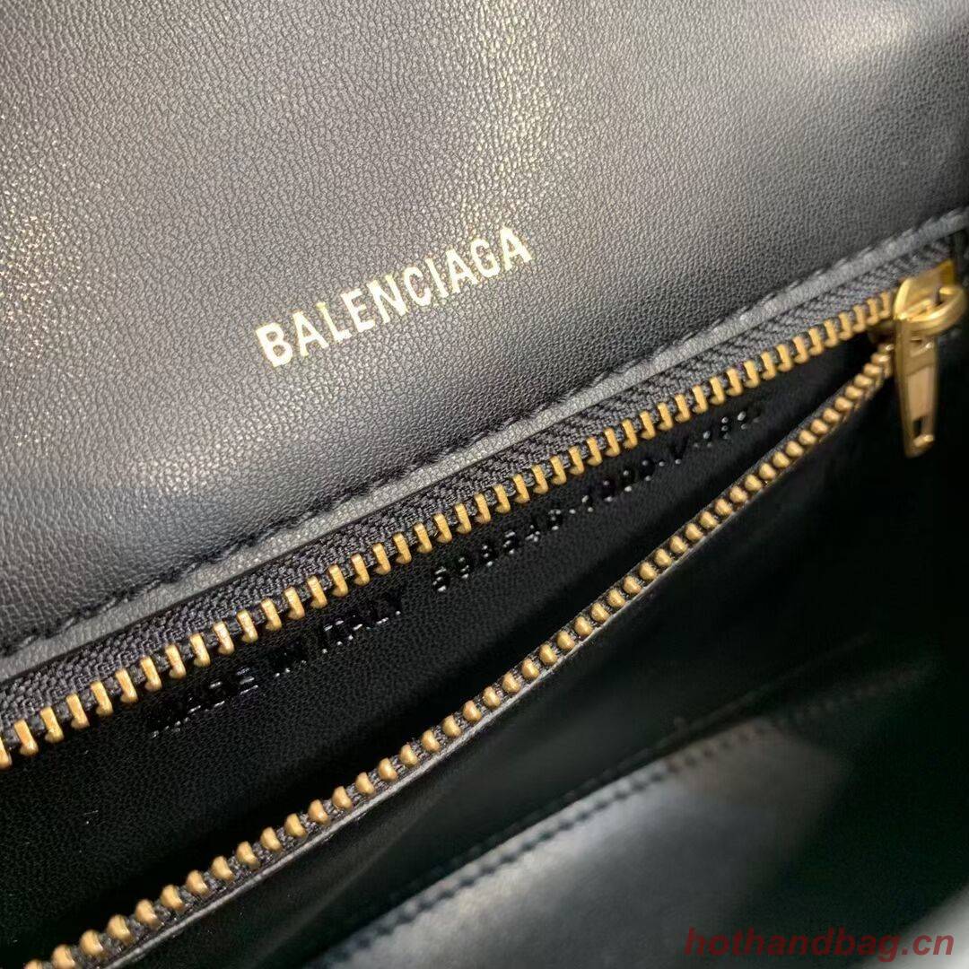 Balenciaga Hourglass Small Top Handle Bag crocodile embossed calfskin B108891E black