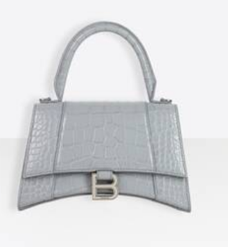 Balenciaga HOURGLASS SMALL TOP HANDLE BAG crocodile embossed calfskin B108895E grey