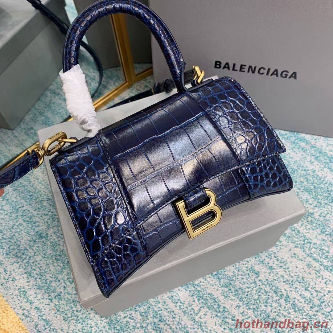 Balenciaga Hourglass XS Top Handle Bag 28331S dark blue