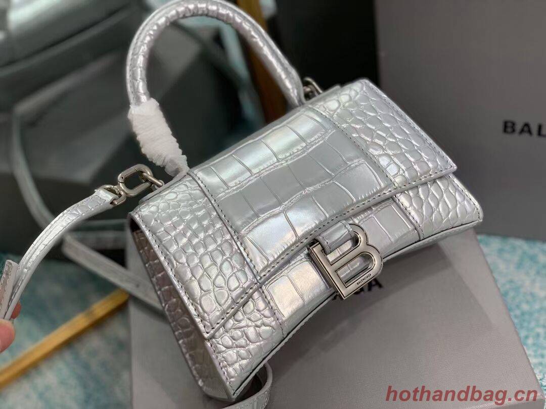 Balenciaga Hourglass XS Top Handle Bag 28331S silver