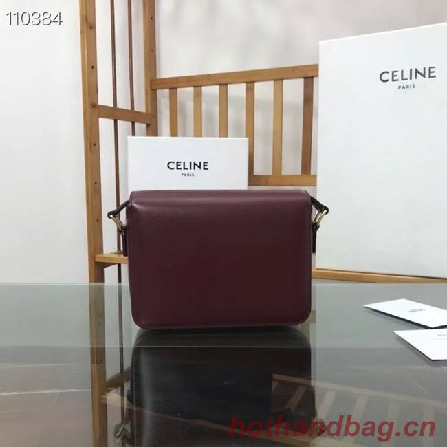 Celine TEEN TRIOMPHE BAG IN SHINY CALFSKIN MINERAL 188423 Burgundy