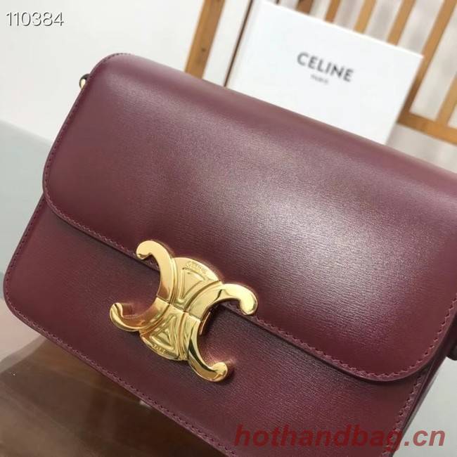 Celine TEEN TRIOMPHE BAG IN SHINY CALFSKIN MINERAL 188423 Burgundy