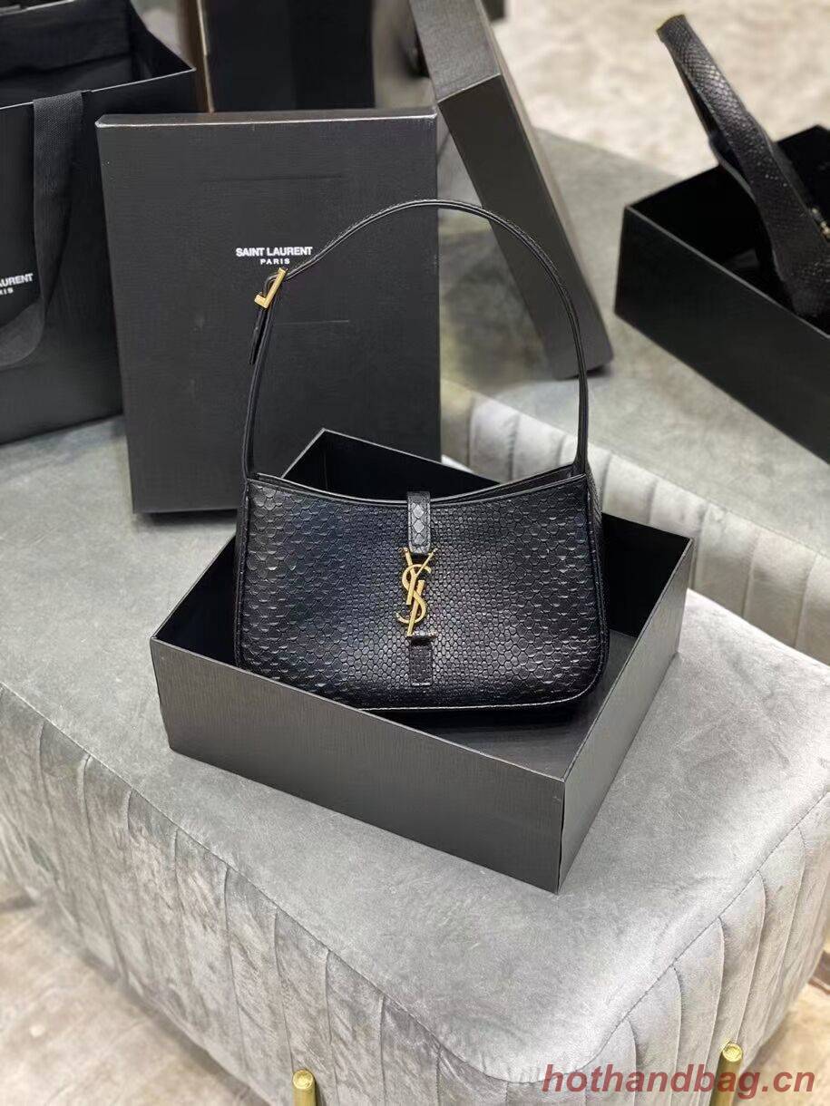 YSL LE 5 A 7 HOBO BAG IN MATTE PYTHON Y687228 black