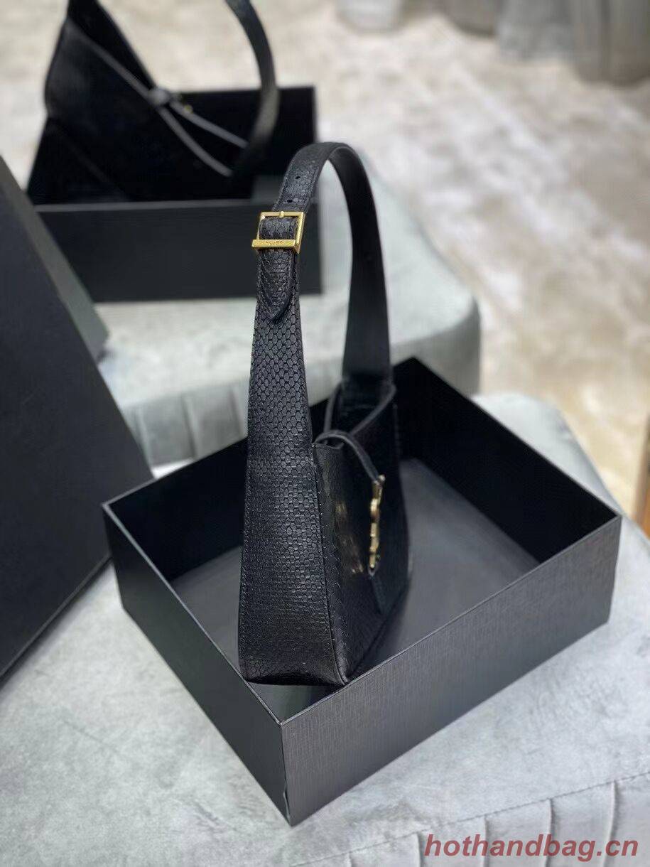 YSL LE 5 A 7 HOBO BAG IN MATTE PYTHON Y687228 black