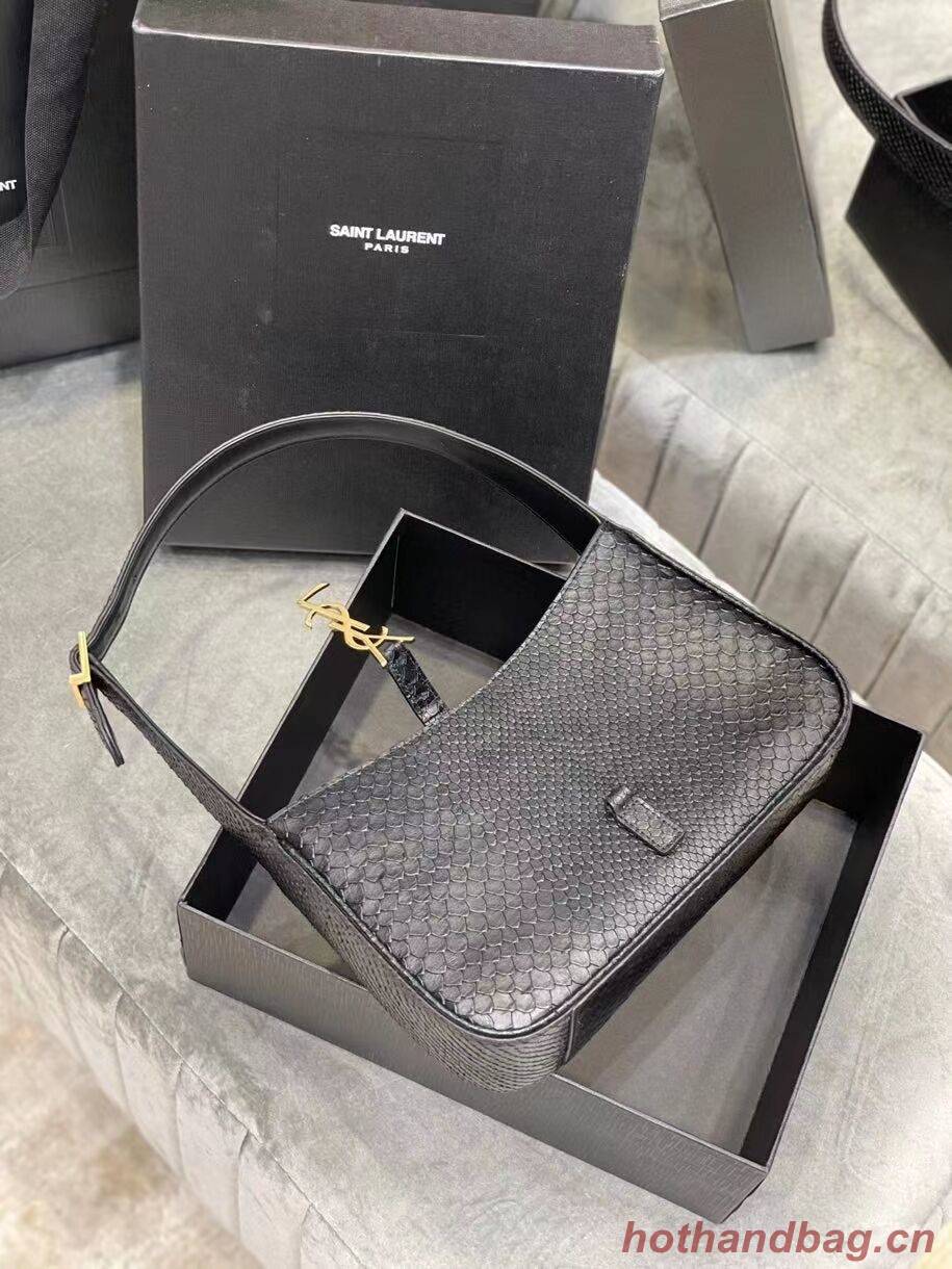 YSL LE 5 A 7 HOBO BAG IN MATTE PYTHON Y687228 black