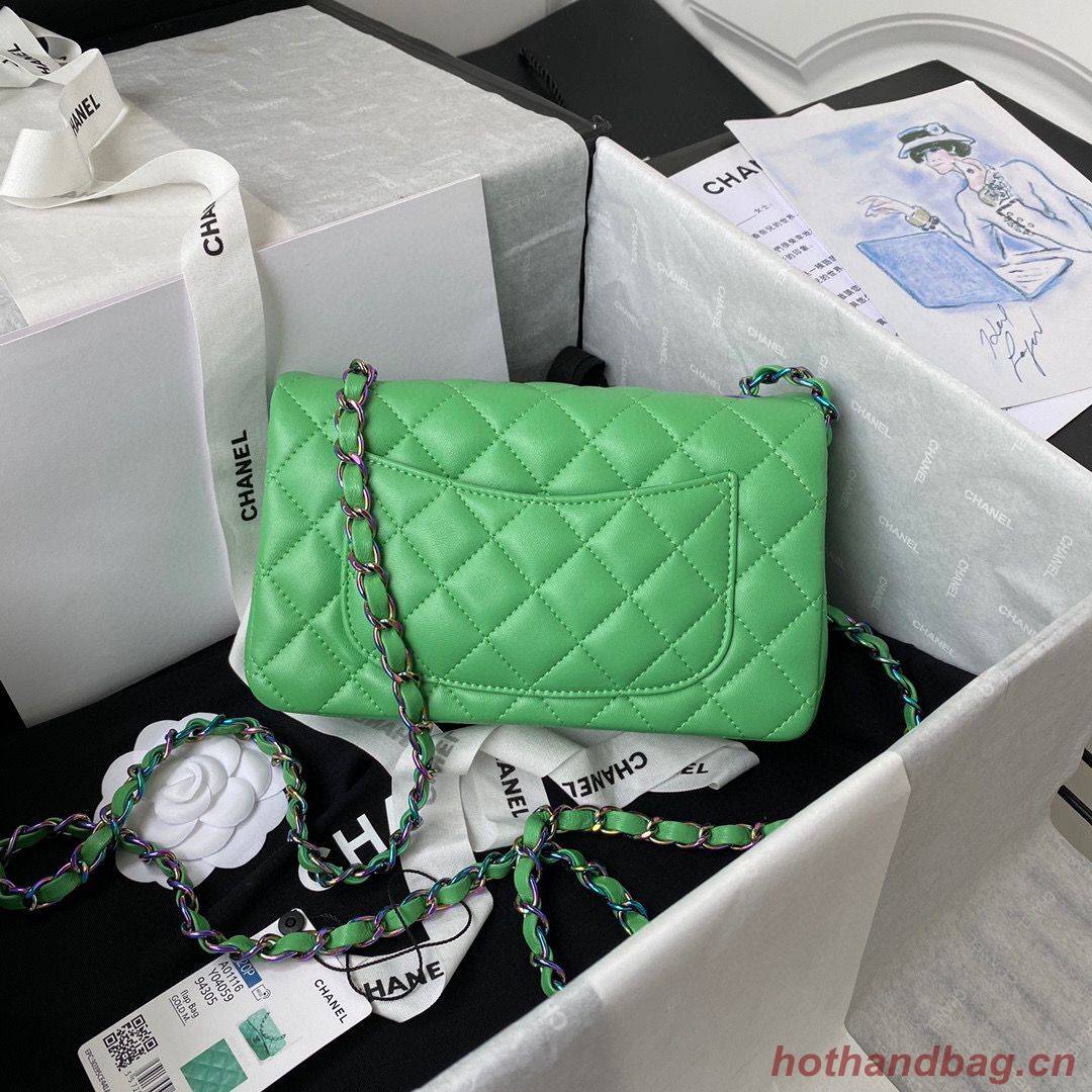 Chanel Classic Flap Shoulder Bag Original Sheepskin leather Colors Buckle A01116 Green&Blue