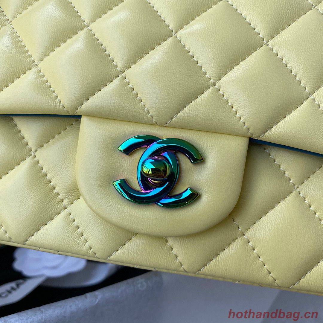 Chanel Classic Flap Shoulder Bag Original Sheepskin leather Colors Buckle A01116 Yellow&Blue