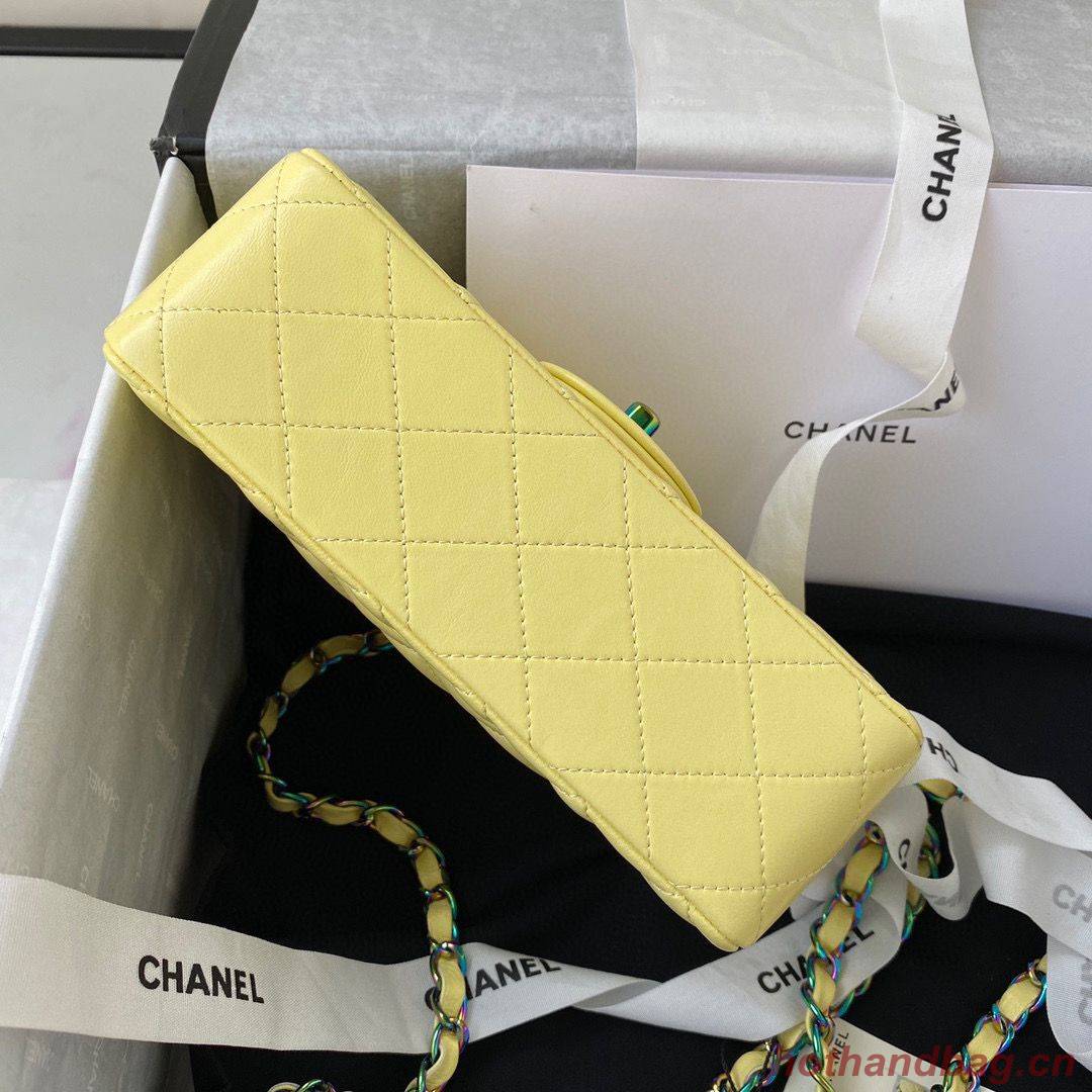 Chanel Classic Flap Shoulder Bag Original Sheepskin leather Colors Buckle A01116 Yellow&Blue