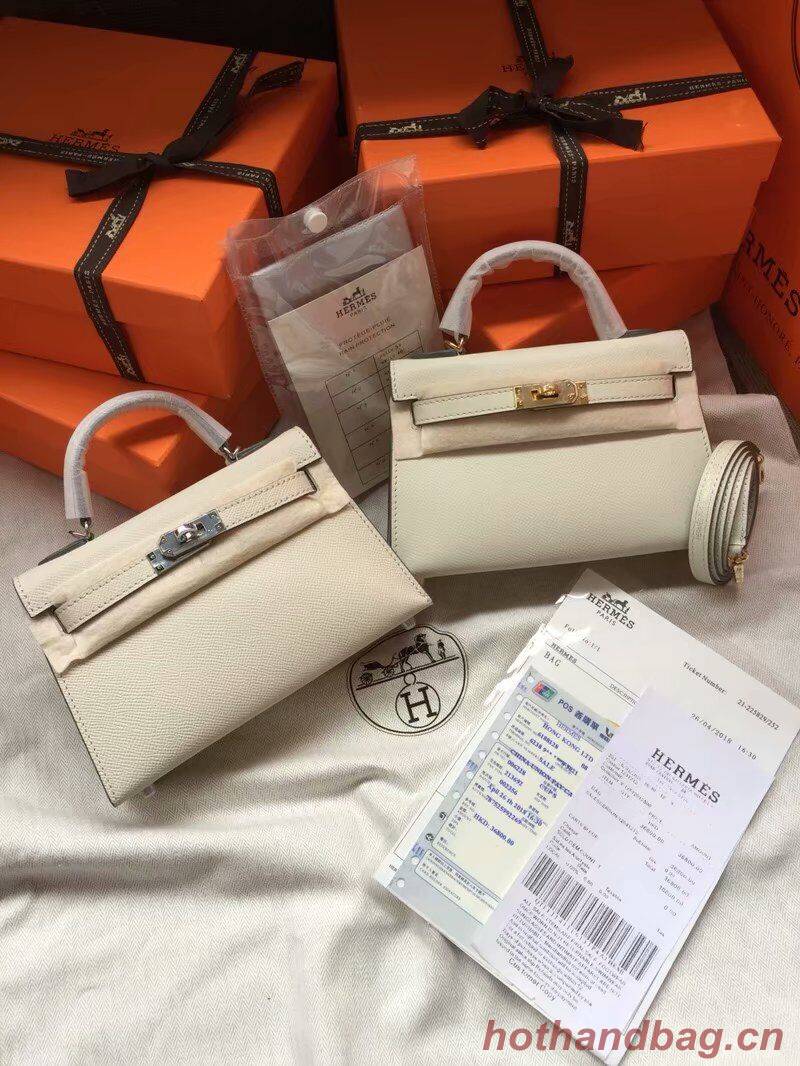 Hermes Kelly 19cm Shoulder Bags Epsom Leather KL19 Cream