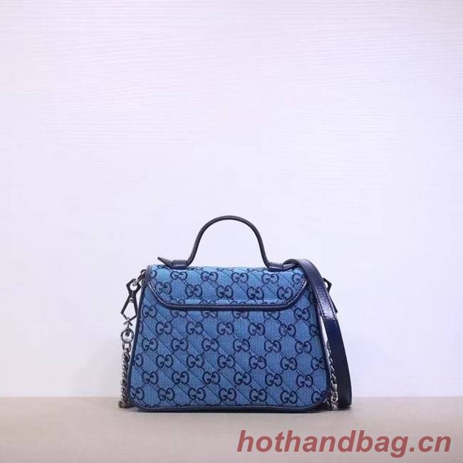 Gucci GG Marmont Multicolor mini top handle bag 583571 blue