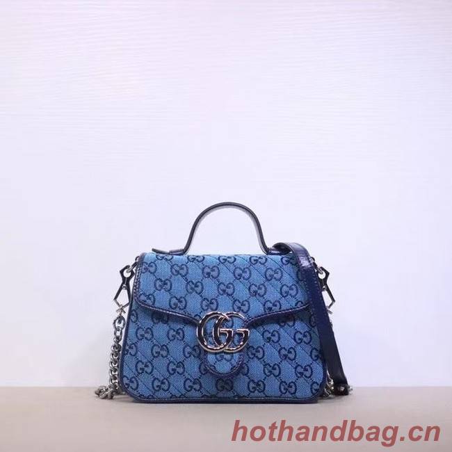 Gucci GG Marmont Multicolor mini top handle bag 583571 blue