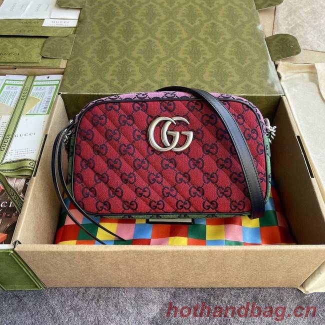 Gucci GG Marmont Multicolor small shoulder bag 447632 red&yellow&green& powder