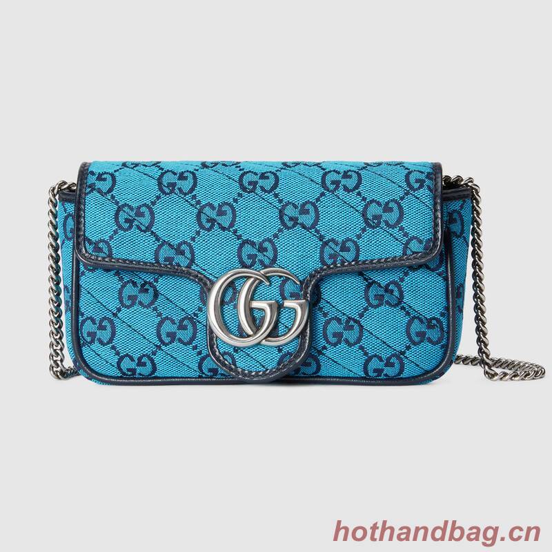 Gucci GG Marmont Multicolor super mini bag 476433 Light blue