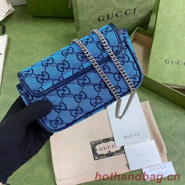 Gucci GG Marmont Multicolor super mini bag 476433 Light blue