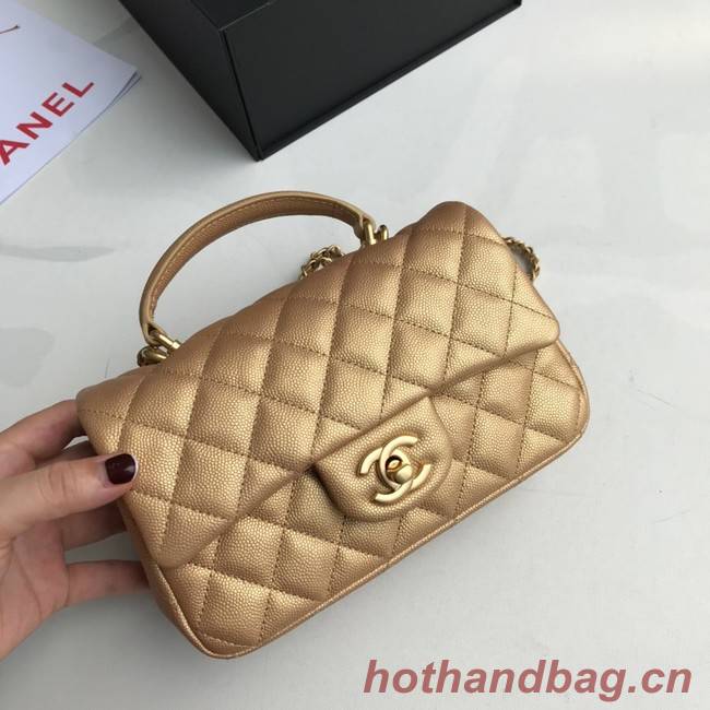 CHANEL mini flap bag with top handle AS2431 gold