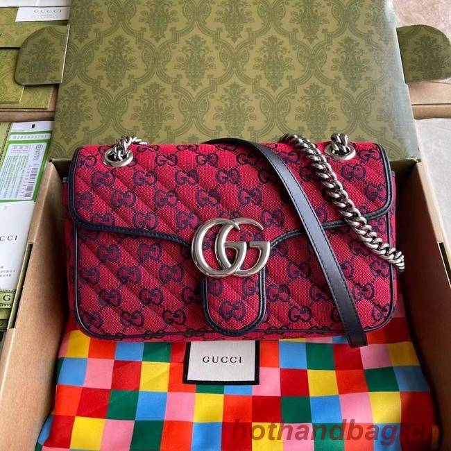 Gucci GG Marmont multicolor small shoulder bag 443497 red