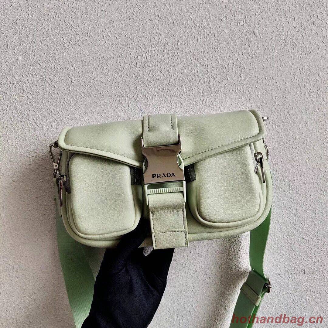 Prada Pocket nylon and brushed leather bag 1BD295 green