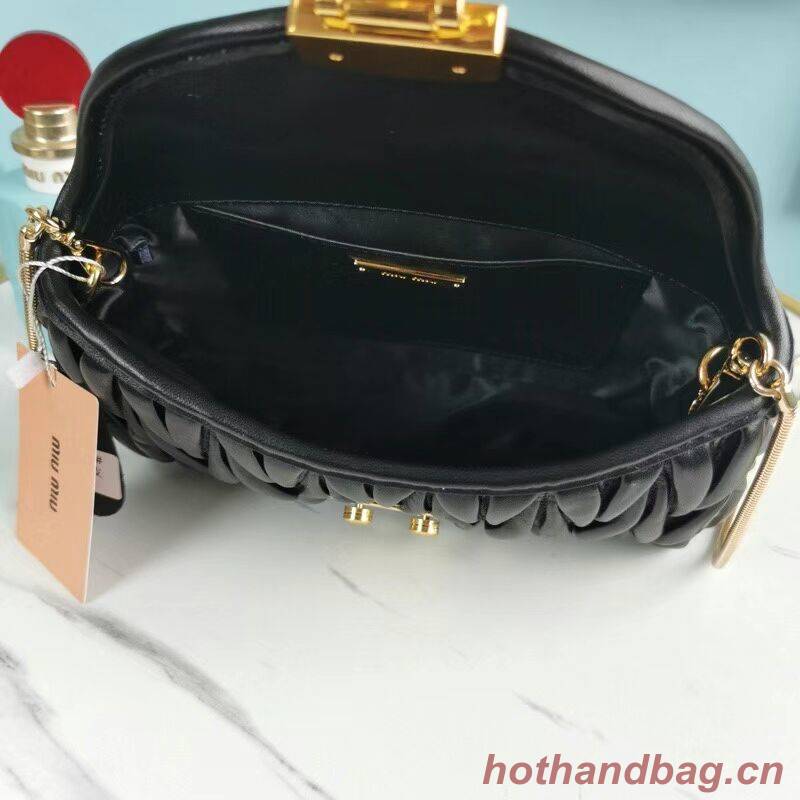 miu miu Matelasse Nappa Leather mini Shoulder Bag 5BD196 black