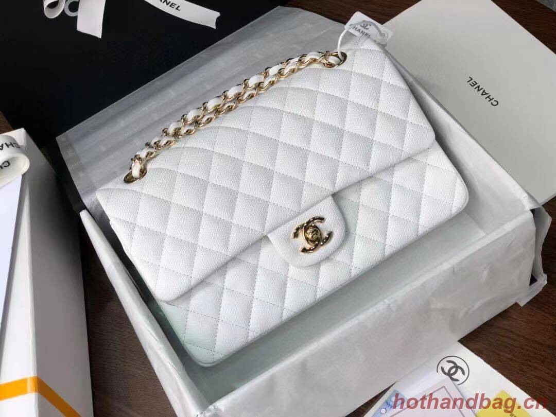 Chanel Double Flaps Bags Original White Caviar Leather A36097 Gold