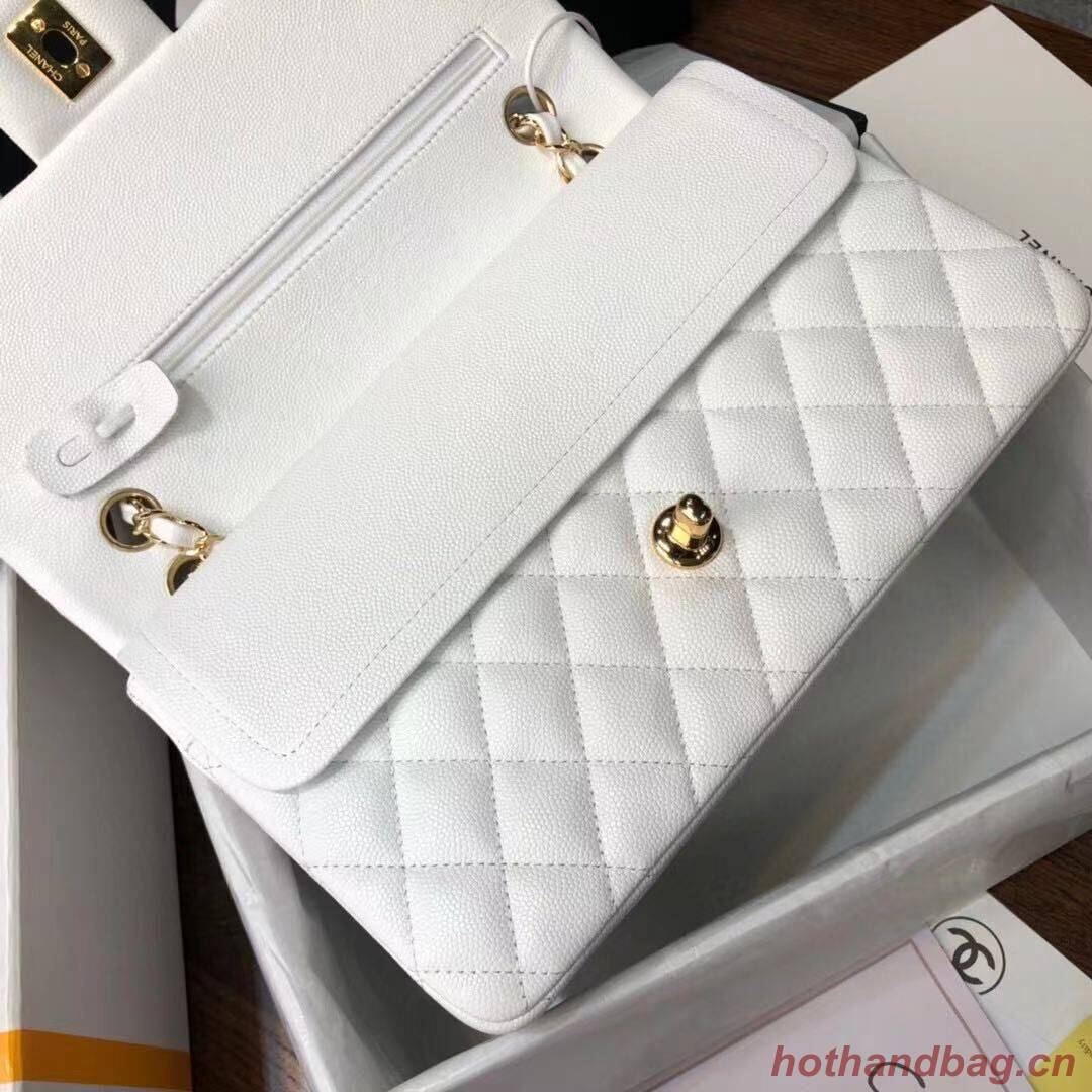 Chanel Double Flaps Bags Original White Caviar Leather A36097 Gold