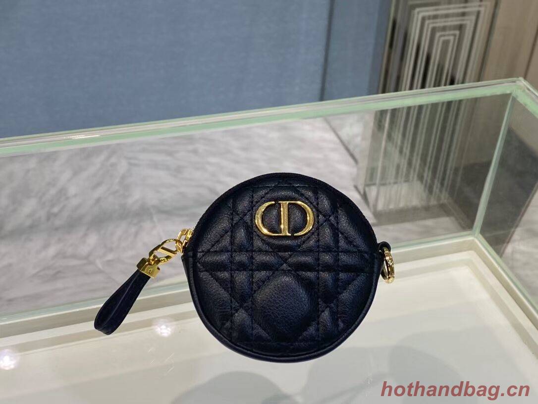 DETACHABLE DIOR CARO ROUND COIN PURSE S5035U Black