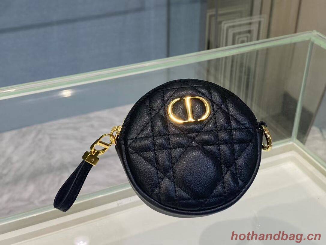 DETACHABLE DIOR CARO ROUND COIN PURSE S5035U Black