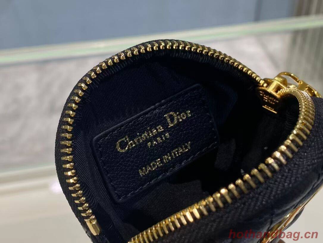 DETACHABLE DIOR CARO ROUND COIN PURSE S5035U Black