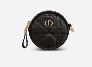 DETACHABLE DIOR CARO ROUND COIN PURSE S5035U Black