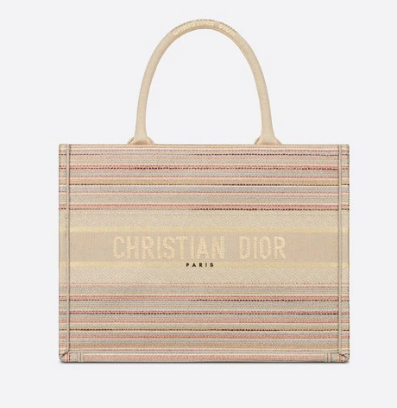 SMALL DIOR BOOK TOTE Multicolor Stripes Embroidery M1296ZRF