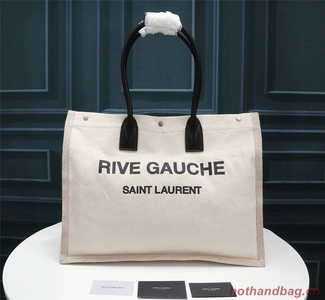 Yves Saint Laurent Rive Gauche Tote Shopping Bag 59929 White