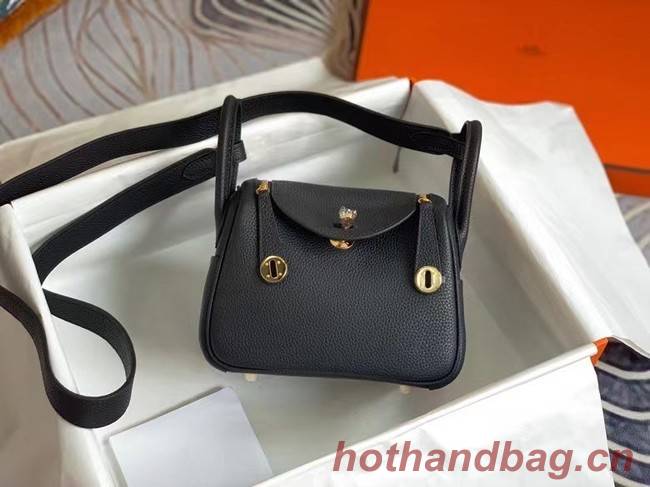 Hermes mini Lindy Original Togo Leather Bag OLD19 black