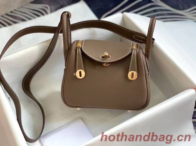 Hermes mini Lindy Original Togo Leather Bag OLD19 grey