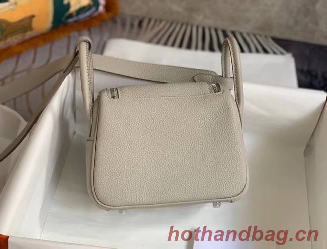 Hermes mini Lindy Original Togo Leather Bag OLD19 light grey