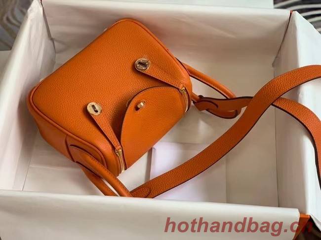 Hermes mini Lindy Original Togo Leather Bag OLD19 orange