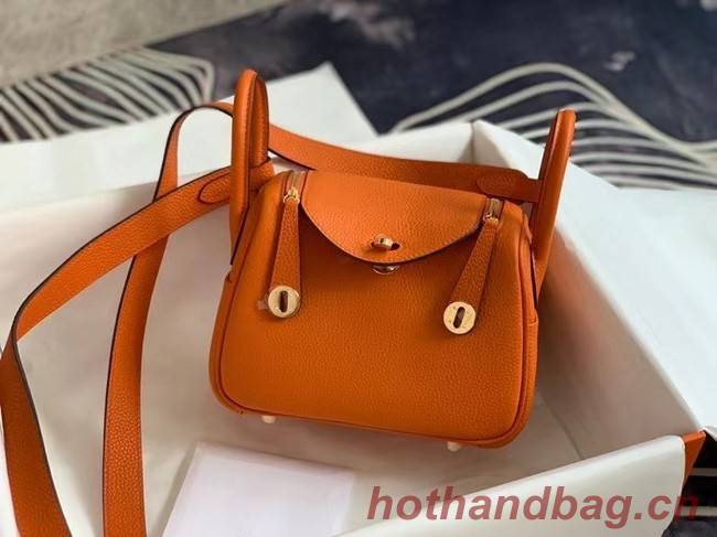 Hermes mini Lindy Original Togo Leather Bag OLD19 orange