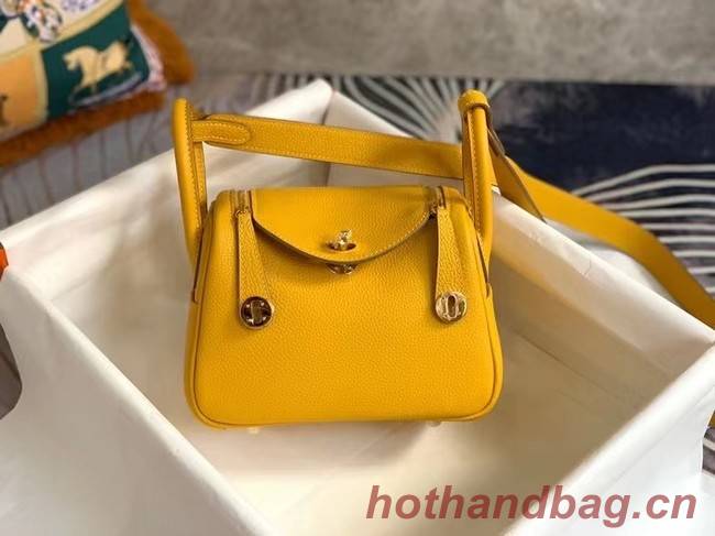 Hermes mini Lindy Original Togo Leather Bag OLD19 yellow