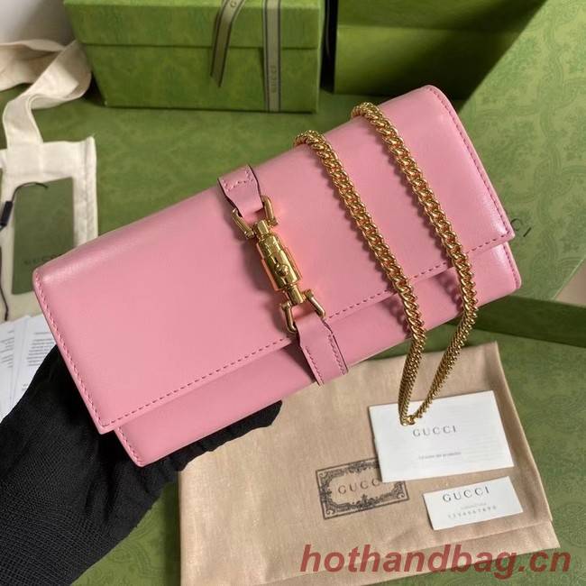 Gucci Jackie 1961 ostrich chain wallet 652681 pink