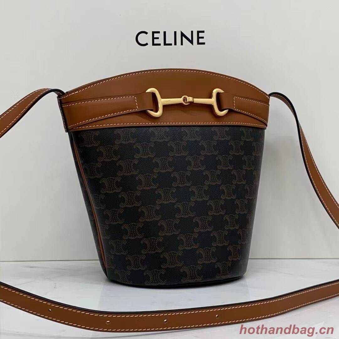 Celine BUCKET BAG IN SHINY CALFSKIN CR92072 Coffee