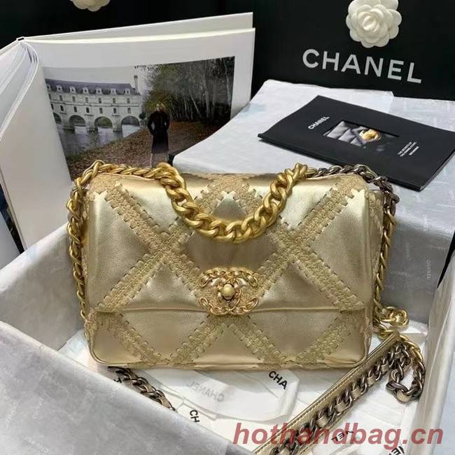 chanel 19 flap bag AS1160 gold