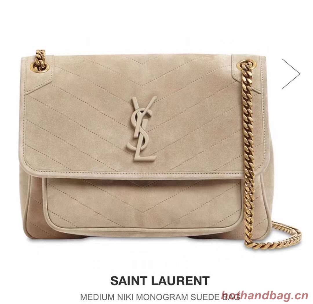 Yves Saint Laurent ENVELOPE MEDIUM BAG IN QUILTED SUEDE Y498004 cream